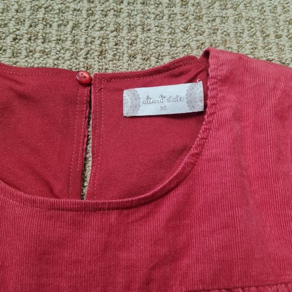 Altar'd State Rusted Dusty Red Couduroy Longsleeve Tiered Dress XS - Picture 3 of 11